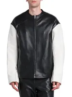 Leather Boxy-Fit Jacket
