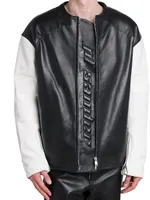 Leather Boxy-Fit Jacket