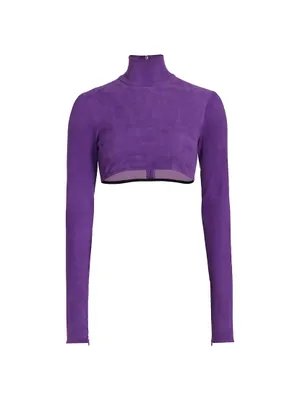 Suede Turtleneck Crop Top