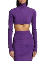 Suede Turtleneck Crop Top