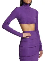 Suede Turtleneck Crop Top