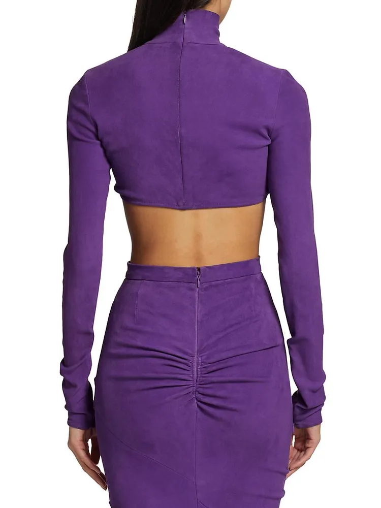 Suede Turtleneck Crop Top