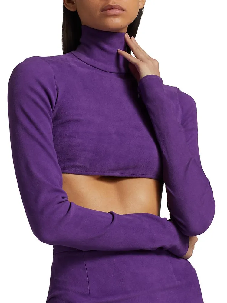 Suede Turtleneck Crop Top