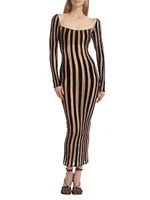 Striped Sheer Body-Con Gown