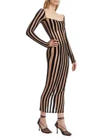 Striped Sheer Body-Con Gown