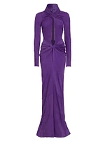 Suede Keyhole Twisted Gown