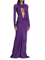 Suede Keyhole Twisted Gown