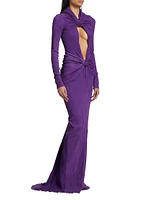 Suede Keyhole Twisted Gown