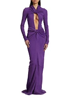 Suede Keyhole Twisted Gown