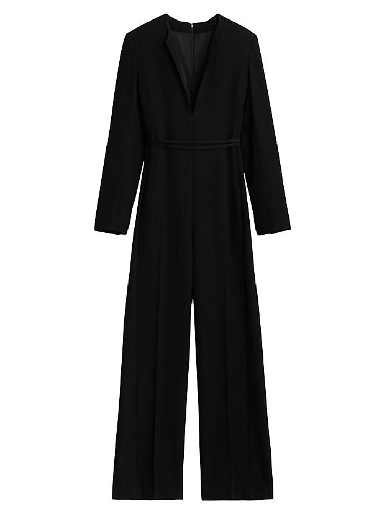 Sonia Crepe Long-Sleeve Jumpsuit