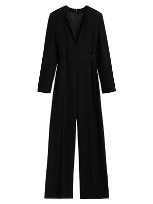 Sonia Crepe Long-Sleeve Jumpsuit