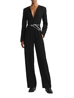 Sonia Crepe Long-Sleeve Jumpsuit