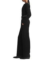 Sonia Crepe Long-Sleeve Jumpsuit