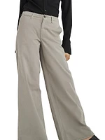 Sofie Cotton-Blend Wide-Leg Chino Pants