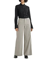 Sofie Cotton-Blend Wide-Leg Chino Pants