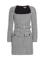 Amanda Houndstooth Belted Sheath Dress