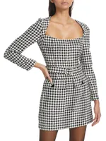 Amanda Houndstooth Belted Sheath Dress