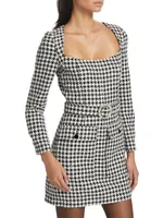 Amanda Houndstooth Belted Sheath Dress