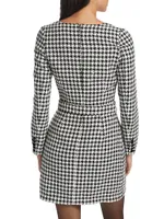 Amanda Houndstooth Belted Sheath Dress