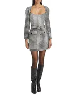 Amanda Houndstooth Belted Sheath Dress