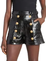 Embossed Leather Shorts