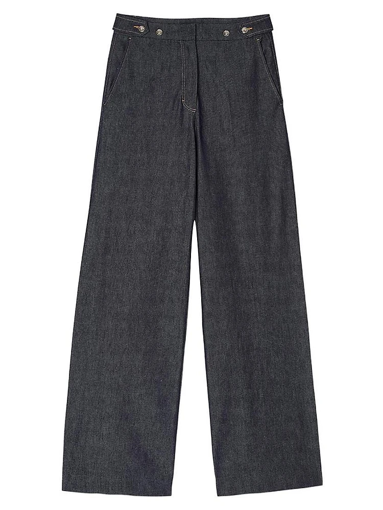 Raw Denim Wide-Leg Jeans