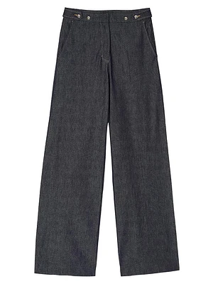 Raw Denim Wide-Leg Jeans