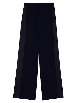 Wide-Leg Satin Side Stripe Trousers