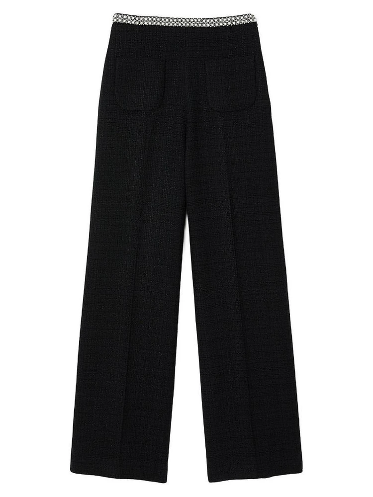 High-Waisted Tweed Trousers