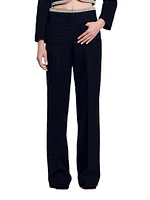 High-Waisted Tweed Trousers