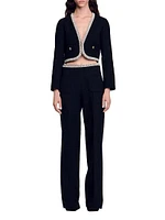 High-Waisted Tweed Trousers