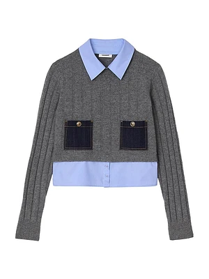 Cropped Wool and Cashmere Sweater