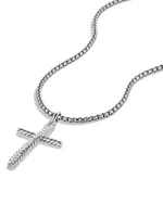 Crossover Cross Necklace with Diamonds