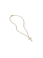 Crossover Cross Necklace in 18K Yellow Gold with Pavé Diamonds