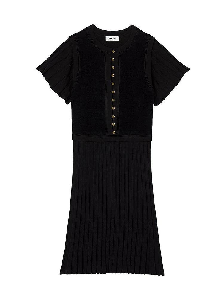 Pleated Knit Dress