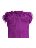 Rib-Knit Feather Tube Top