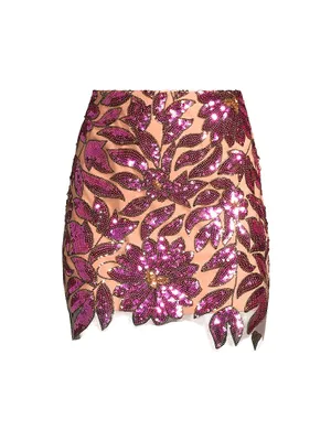 Kristina Floral Garden Sequin Miniskirt