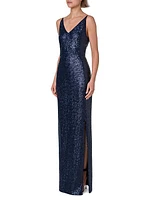 Sequinned V-Neck Gown