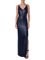 Sequinned V-Neck Gown