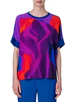 Superimposition Print Silk Tunic