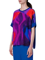 Superimposition Print Silk Tunic