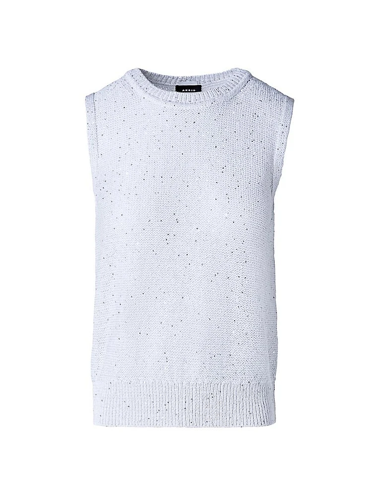 Sequin-Embellished Linen-Blend Sweater Vest