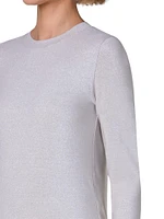 Metallic Jersey Long-Sleeve Top