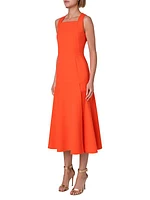 Pleated Cotton-Blend Midi-Dress