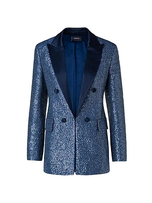 Sequined Wool-Blend Tuxedo Jacket