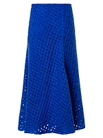 Wool-Blend Grid Midi-Skirt