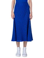 Wool-Blend Grid Midi-Skirt