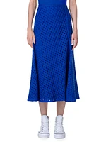 Wool-Blend Grid Midi-Skirt