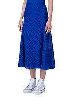 Wool-Blend Grid Midi-Skirt