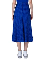 Wool-Blend Grid Midi-Skirt